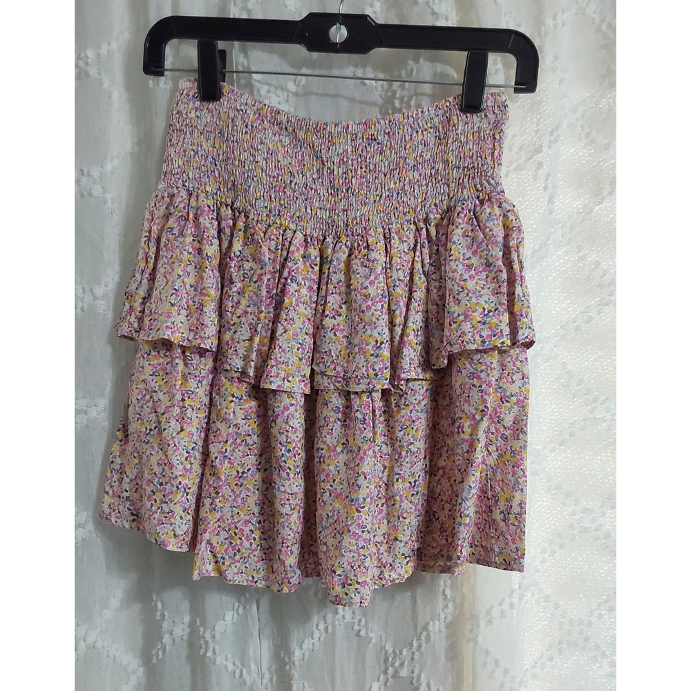 Jolie & Joy Floral Smocked Tiered Ruffle Mini Skirt XL NWT Multicolored